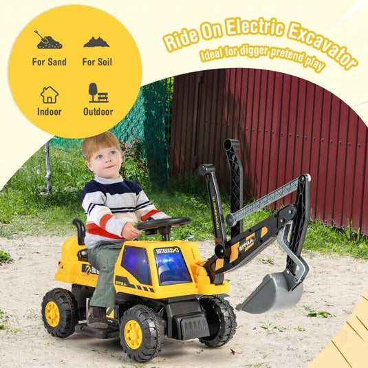 6V Battery Powered Kids Bulldozer with Front Digger Shovel - Brand New