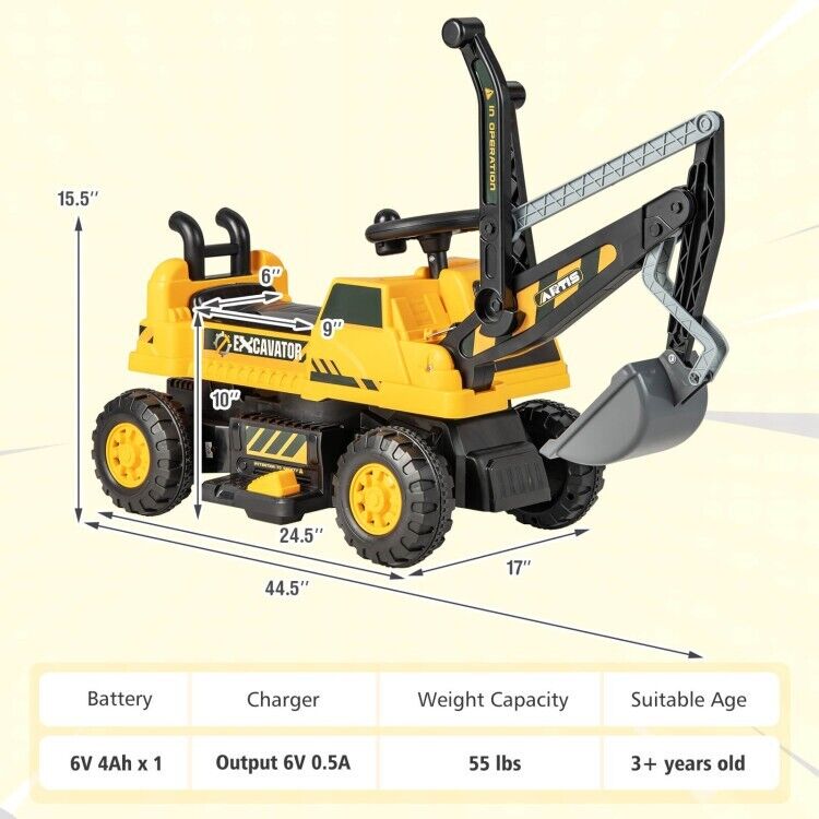 Load image into Gallery viewer, 6V Battery Powered Kids Bulldozer with Front Digger Shovel - Brand New
