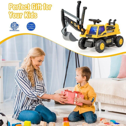 6V Battery Powered Kids Bulldozer with Front Digger Shovel - Brand New