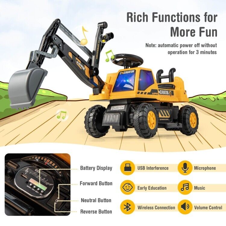 Load image into Gallery viewer, 6V Battery Powered Kids Bulldozer with Front Digger Shovel - Brand New
