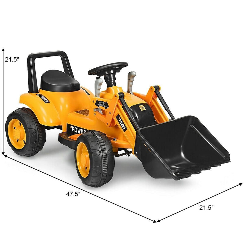 Load image into Gallery viewer, 6V Battery Powered Kids Excavator Digger Tractor - Yellow
