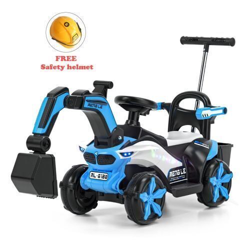 Load image into Gallery viewer, 6V Battery-Powered Kids Excavator Tractor with LED Headlight, Helmet, and Rear Box

