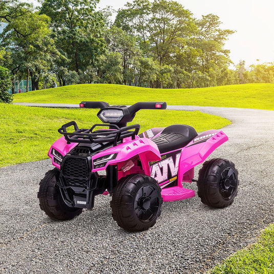 6V Battery Powered Ride On Quad ATV Toy with LED Headlights for Kids