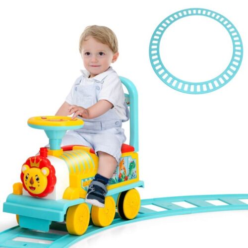 Load image into Gallery viewer, 6V Blue Electric Kids Ride On Train with Track and 6 Wheels
