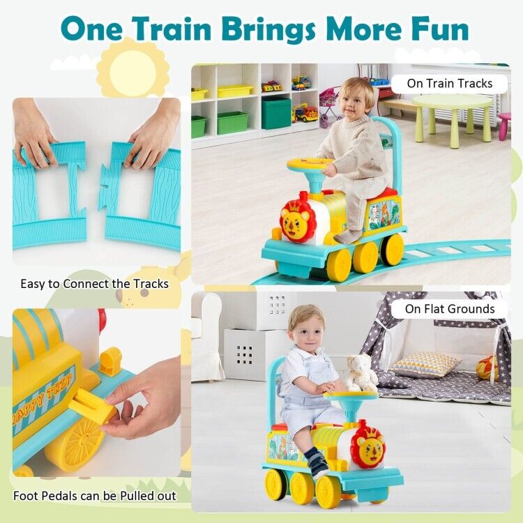 Load image into Gallery viewer, 6V Blue Electric Kids Ride On Train with Track and 6 Wheels
