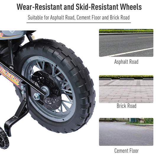 6V Electric Dirt Bike Battery Motorcycle Toy for Kids with Training Wheels