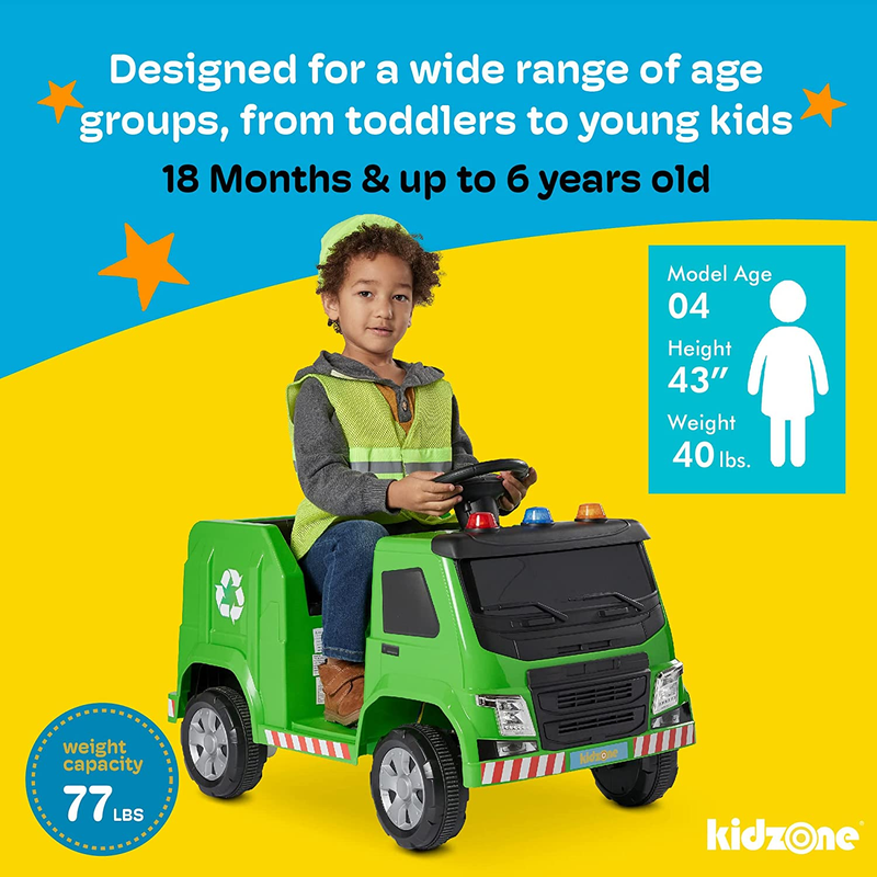 Load image into Gallery viewer, 6V Electric Garbage Truck Ride-On Toy with LED Lights for Toddlers
