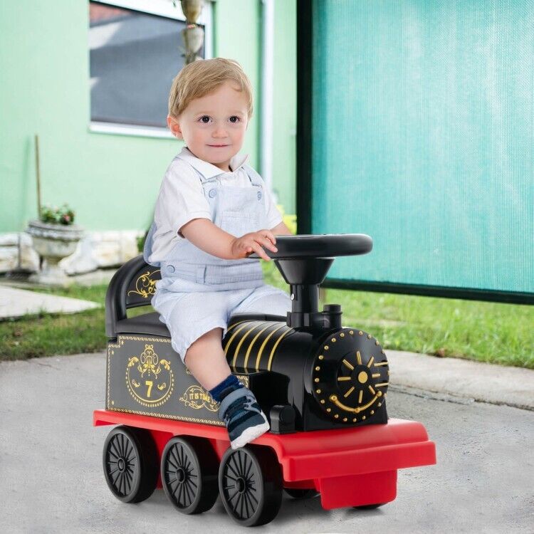 Load image into Gallery viewer, 6V Electric Kids Ride On Train with Track &amp; 6 Wheels - Black

