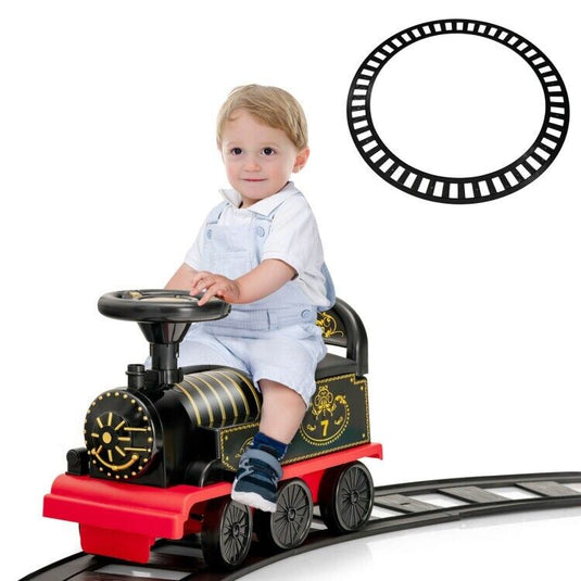6V Electric Kids Ride On Train with Track & 6 Wheels - Black