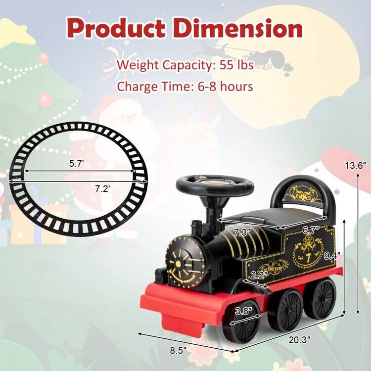 Load image into Gallery viewer, 6V Electric Kids Ride On Train with Track &amp; 6 Wheels - Black
