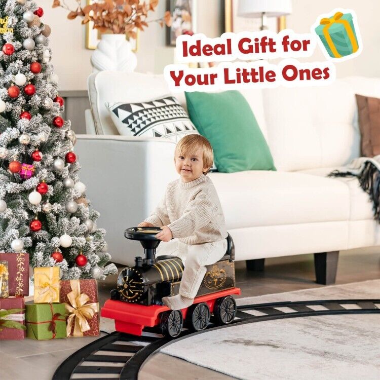 Load image into Gallery viewer, 6V Electric Kids Ride On Train with Track &amp; 6 Wheels - Black
