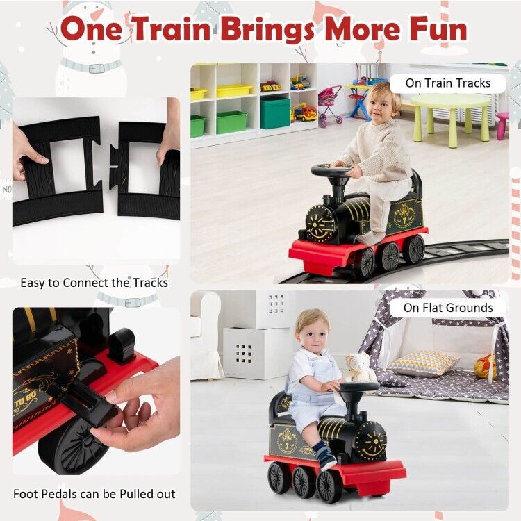 Load image into Gallery viewer, 6V Electric Kids Ride On Train with Track &amp; 6 Wheels - Black
