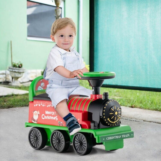 6V Electric Kids Ride On Train with Track & 6 Wheels in Green Color