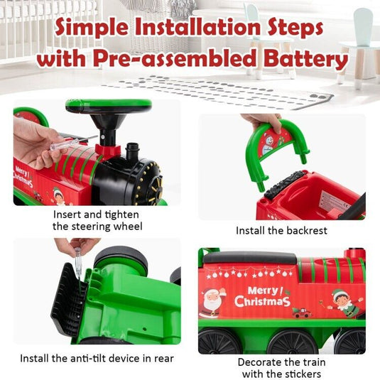 6V Electric Kids Ride On Train with Track & 6 Wheels in Green Color