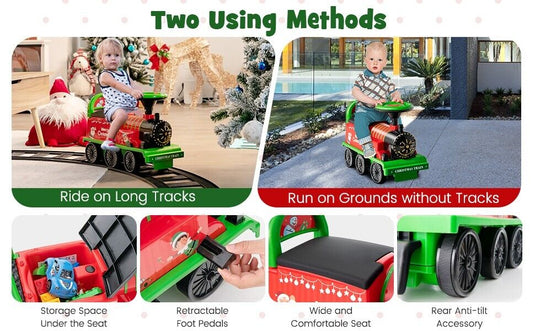 6V Electric Kids Ride On Train with Track & 6 Wheels in Green Color