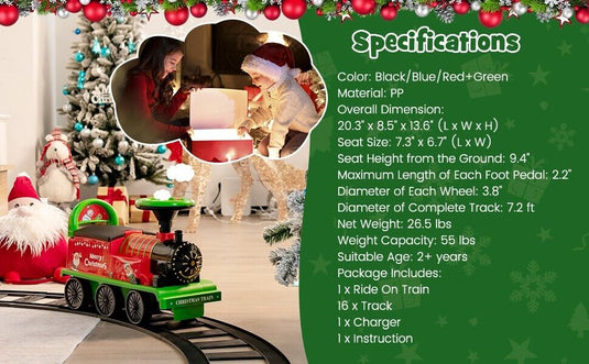 6V Electric Kids Ride On Train with Track & 6 Wheels in Green Color