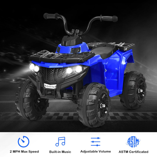 6V Electric Ride-On Quad for Kids with Battery and Lights Included