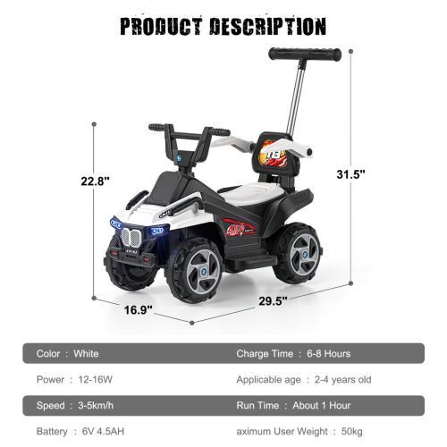 Load image into Gallery viewer, 6V Kids Electric ATV 4-Wheeler Car Toy with LED Headlights and Bluetooth Connectivity
