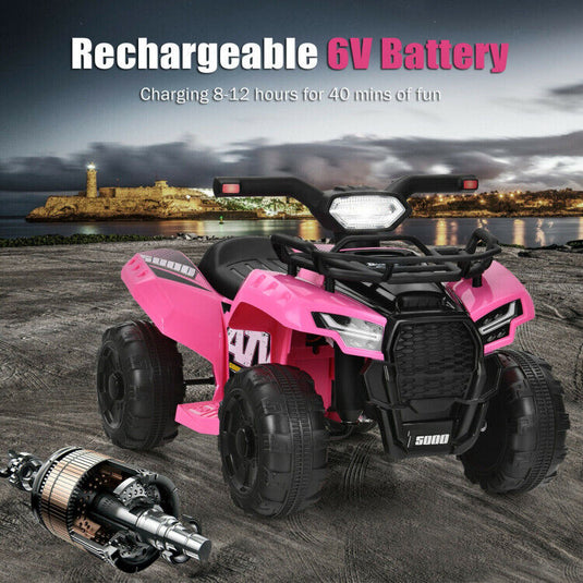 6V Kids Electric ATV Quad with LED Light and MP3 Player