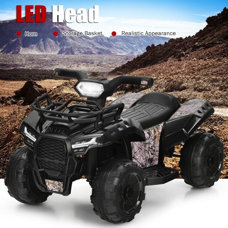 Load image into Gallery viewer, 6V Kids Electric Ride On Quad Car with LED Lights and MP3 Player - Black
