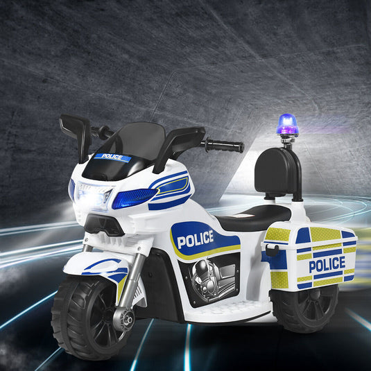 6V Kids Police Motorcycle Trike with Flashing Siren & Headlight - 3-Wheel Fun for Little Officers!