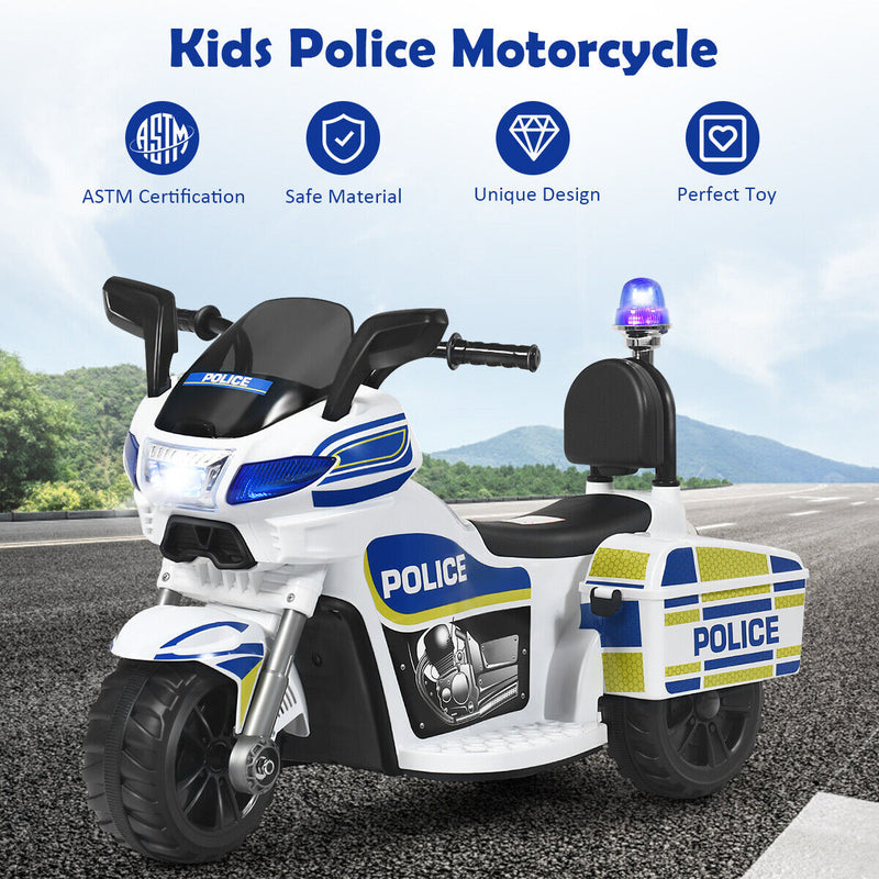 Load image into Gallery viewer, 6V Kids Police Motorcycle Trike with Flashing Siren &amp; Headlight - 3-Wheel Fun for Little Officers!
