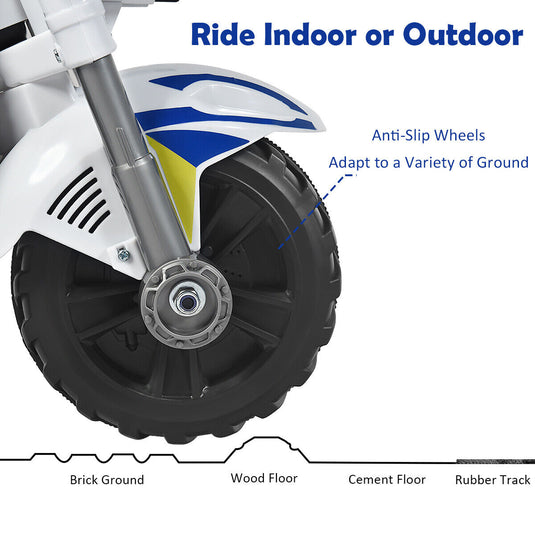 6V Kids Police Motorcycle Trike with Flashing Siren & Headlight - 3-Wheel Fun for Little Officers!