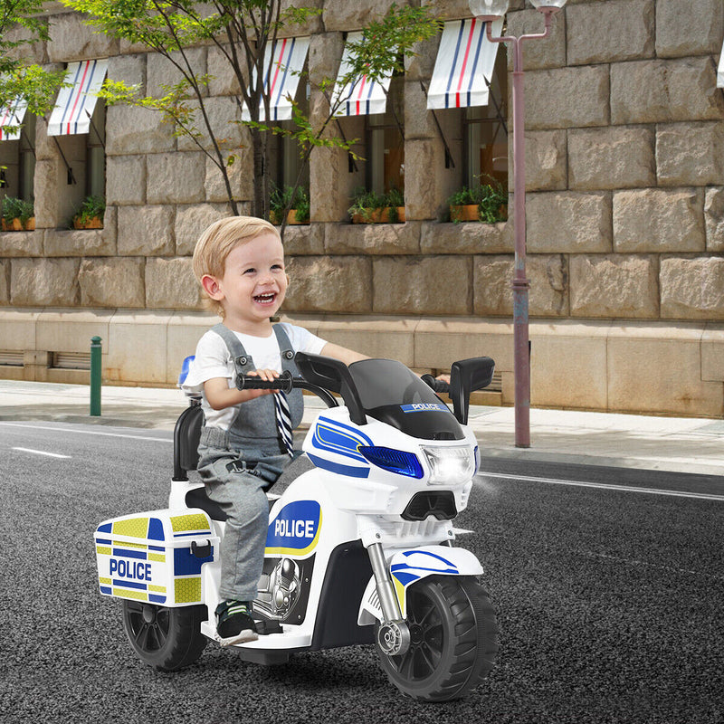 Load image into Gallery viewer, Police Motorcycle Trike for Kids with Headlight and Flashing Siren - 6V 3-Wheel Ride On
