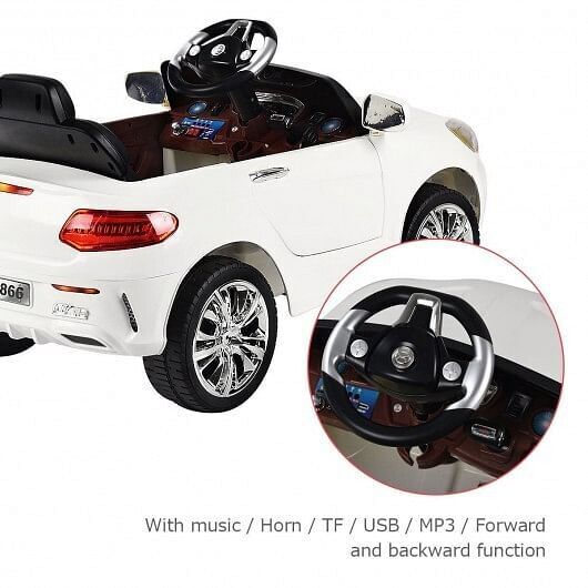 Load image into Gallery viewer, 6V Kids Remote Control Battery Powered LED Lights Riding Car in White
