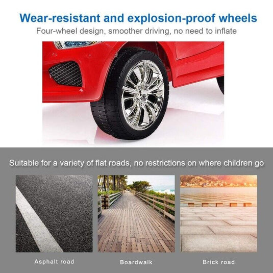 6V Kids Ride On Car with RC Remote Control, LED Lights, and MP3 Player - Red