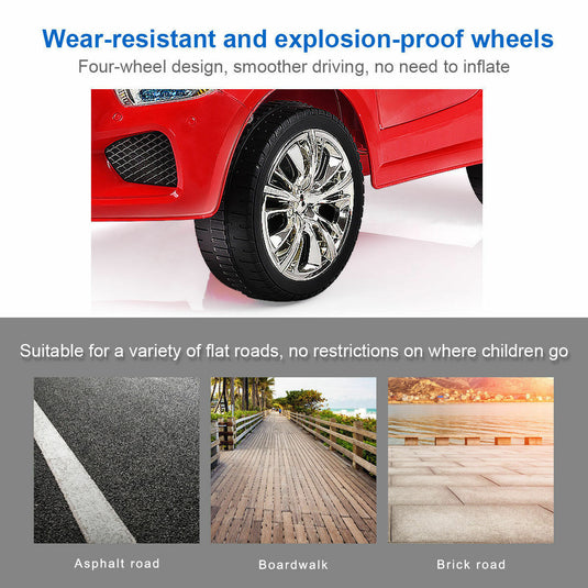 6V Kids Ride On Car with RC Remote Control, LED Lights, and MP3 Player - White