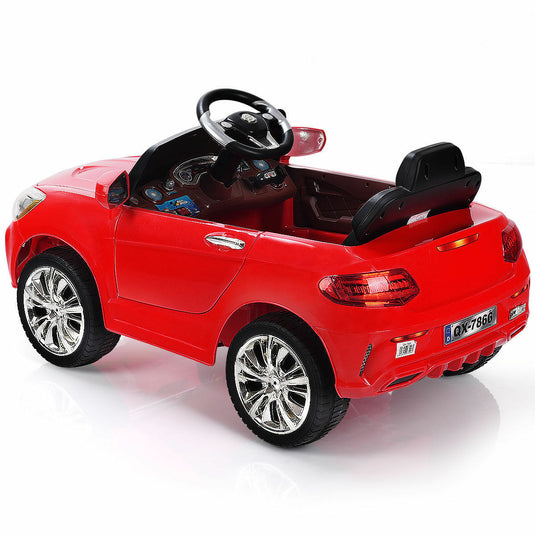 6V Kids Ride On Car with RC Remote Control, LED Lights, and MP3 Player - White