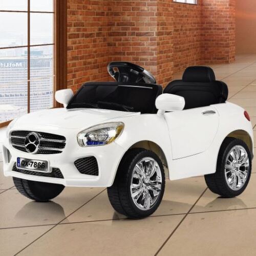 6V Kids Ride-On Car with Remote Control, LED Lights, and MP3 Player - White