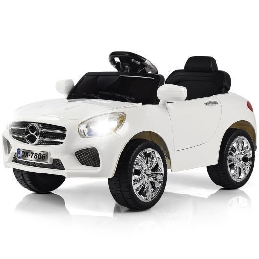 6V Kids Ride-On Car with Remote Control, LED Lights, and MP3 Player - White