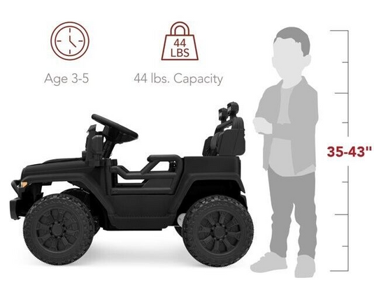 6V Kids Ride On Truck Car with LED Lights and Parental Remote Control - Black Jeep for Ages 3 to 5 - Perfect Gift for Young Adventurers