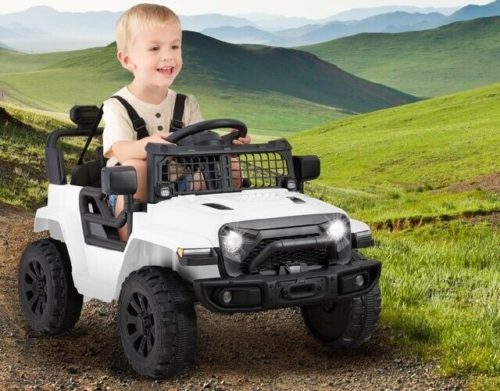 Load image into Gallery viewer, 6V Kids Ride On Truck Car with LED Lights and Parental Remote Control - White Jeep for Ages 3 to 5 - Perfect Gift for Young Adventurers
