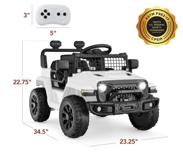 Load image into Gallery viewer, 6V Kids Ride On Truck Car with LED Lights and Parental Remote Control - White Jeep for Ages 3 to 5 - Perfect Gift for Young Adventurers

