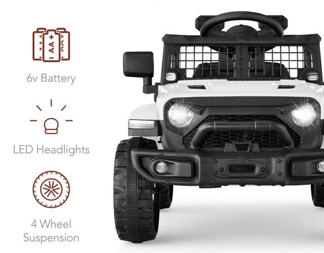 Load image into Gallery viewer, 6V Kids Ride On Truck Car with LED Lights and Parental Remote Control - White Jeep for Ages 3 to 5 - Perfect Gift for Young Adventurers
