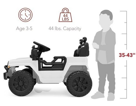 6V Kids Ride On Truck Car with LED Lights and Parental Remote Control - White Jeep for Ages 3 to 5 - Perfect Gift for Young Adventurers