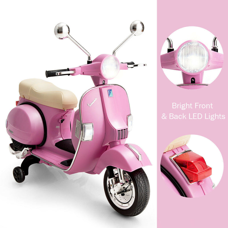Load image into Gallery viewer, 6V Pink Kids Vespa Scooter with Training Wheel and Headlight
