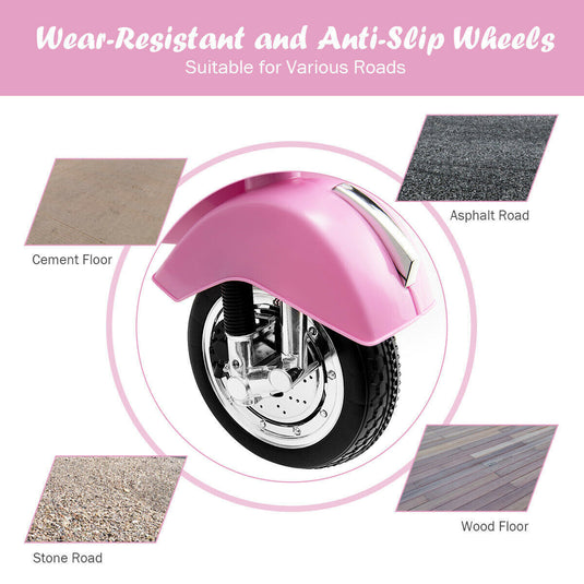 6V Pink Kids Vespa Scooter with Training Wheel and Headlight