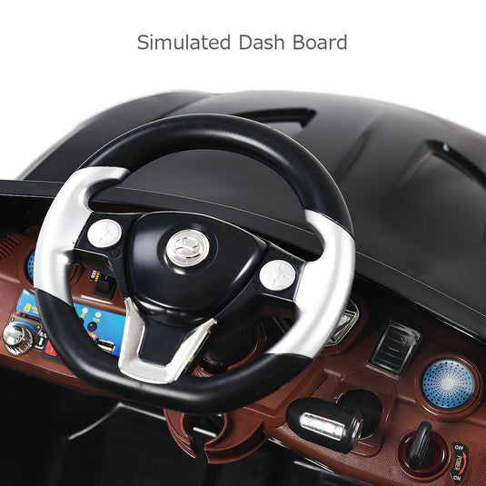 6V RC Remote Control Ride-On Car with LED Lights and MP3 Player for Kids - Black