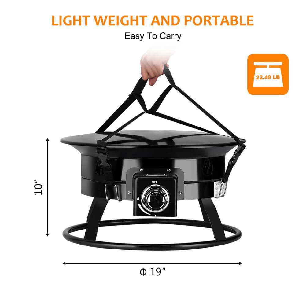 Camplux Outdoor Propane Fire Pit with Cover and Carry Kit, Auto-Ignition - Skoutley Outdoors LLC
