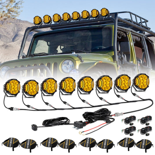 V-ULTRA Series 6/8 Pcs 5 Inch 172W LED Side Shooter Amber DRL with Power Harness