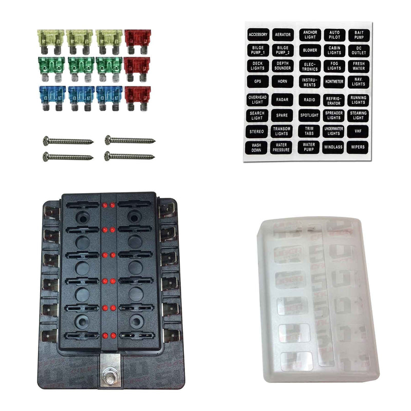 Load image into Gallery viewer, 12 Way Fuse Block - Blade Terminals - LED Indicators
