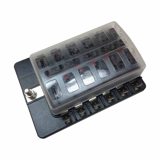 12 Way Fuse Block - Blade Terminals - LED Indicators