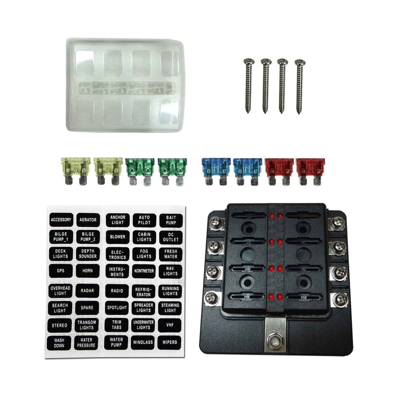 Load image into Gallery viewer, 8 Way Fuse Block - Ring Terminals - LED Indicators
