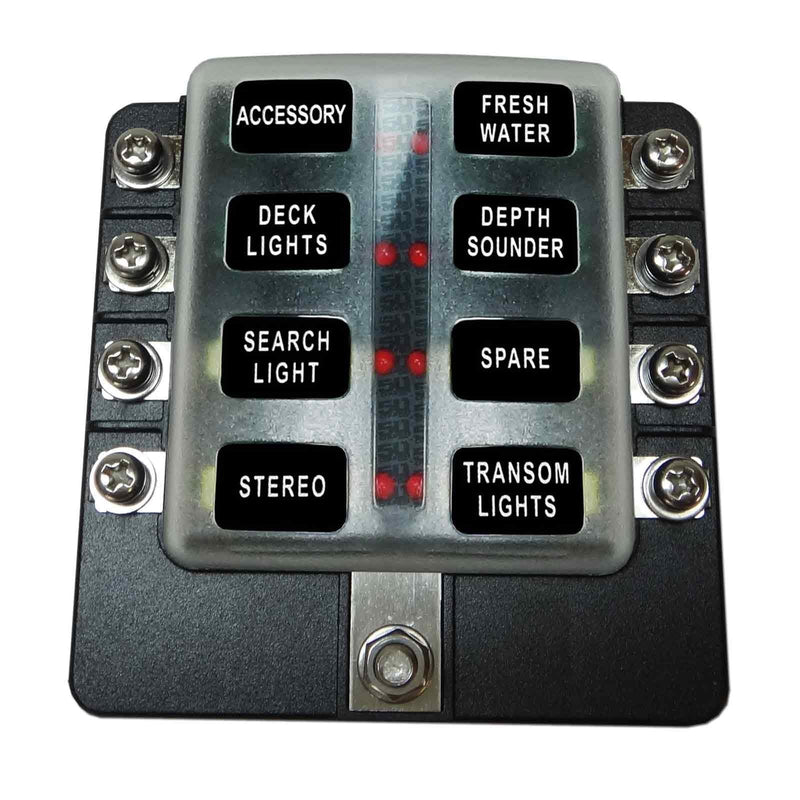 Load image into Gallery viewer, 8 Way Fuse Block - Ring Terminals - LED Indicators
