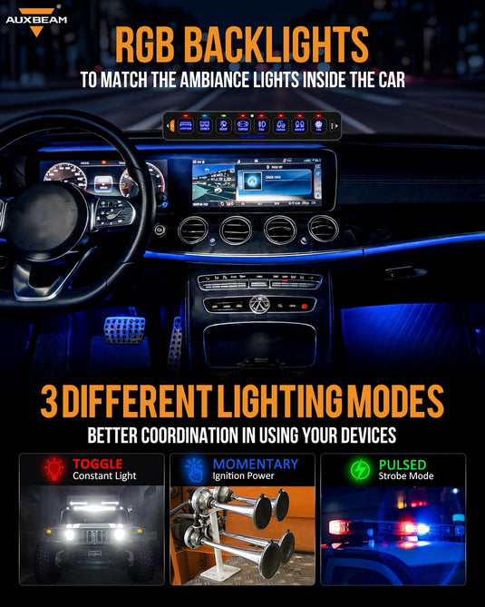 AS-R80 RGB Slim Switch Panel, Toggle/ Momentary/ Pulsed Mode Supported(One-Sided Outlet)