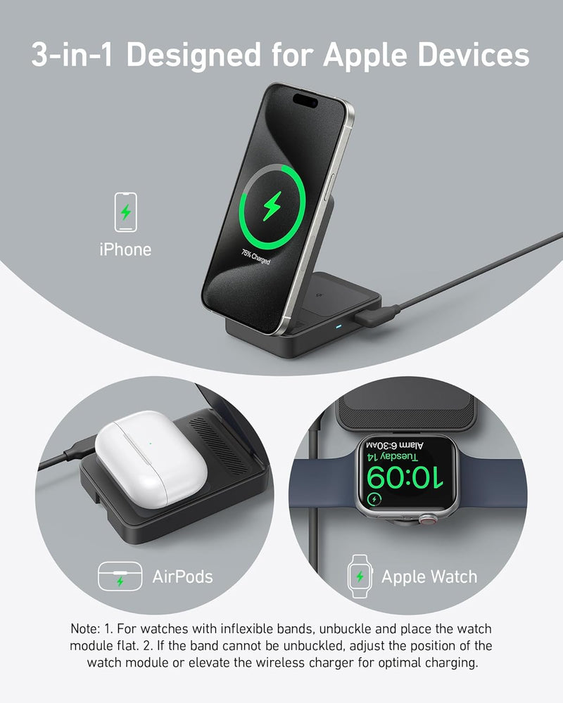 Load image into Gallery viewer, Anker MagGo Wireless Charging Station (Foldable 3-in-1)
